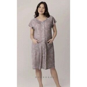 Kindred Bravely Nursing Dress Womens 1X Tan Floral Labor Delivery Gown Easy Open